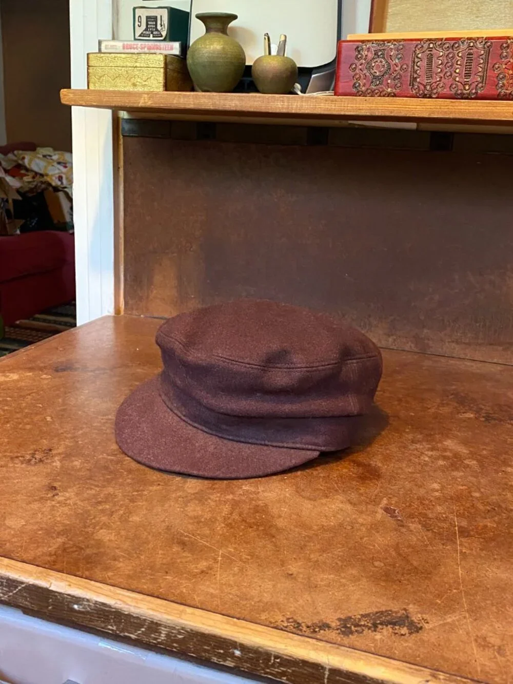 Y2K GAP Cadet Military Hat Chocolate Brown Hat Cap Fidel Castro JLO Aguilera